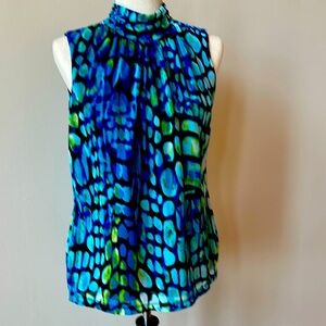 Blue and Green Sleeveless Top